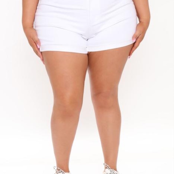 Wax Jean Shorts Plus Size High Rise Cuffed Denim White Shorts